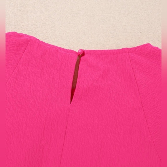 Pink Embroidered Flutter Sleeve Top - Picture 5 of 6